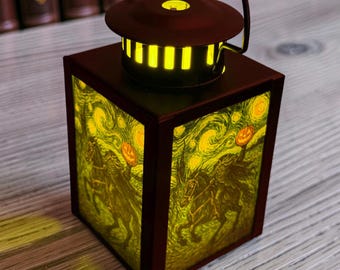 Sleepy Hollow LED Lantern: Headless Horseman Starry Night Van Gogh