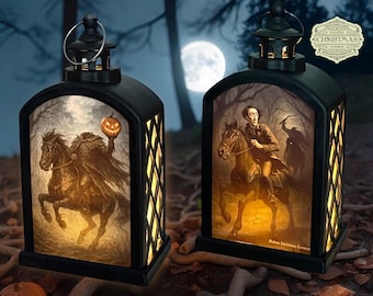 Sleepy Hollow LED Lantern: Headless Horseman & Ichabod Crane