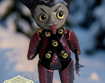 Lil Krampus 6-inch Ornament – Holiday Enforcer with Horns and Attitude 2-tone Black Red LK006