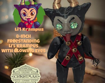 Krampus Lil Krampus Freestanding Decoration: 8-inch Holiday Enforcer with Glowing Eyes