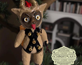 Lil Krampus 6-inch Ornament – Holiday Enforcer with Horns and Attitude Beige Black LK005