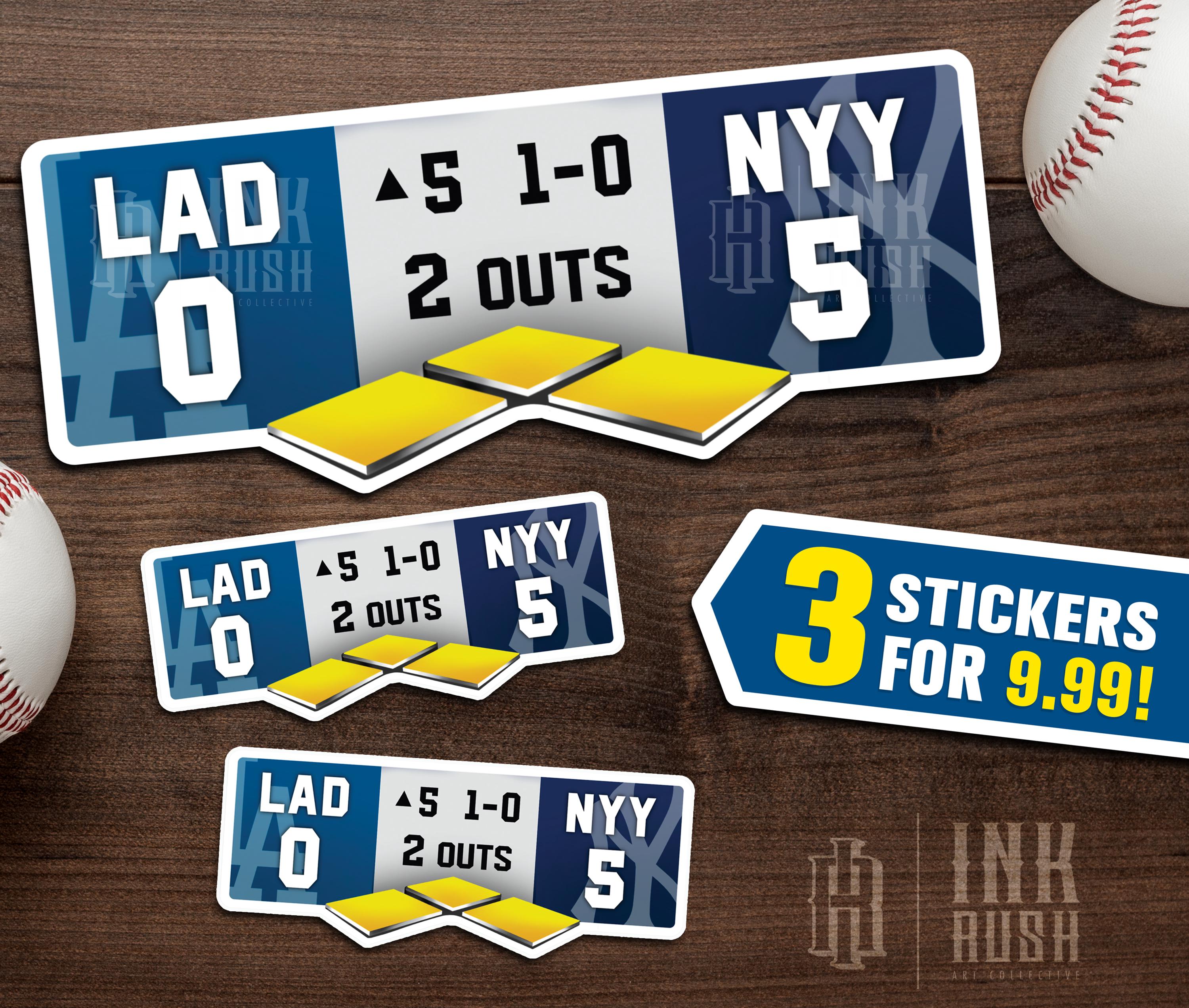 World Series Baseball Sticker Set: 5th Inning, Water Resistant Vinyl
