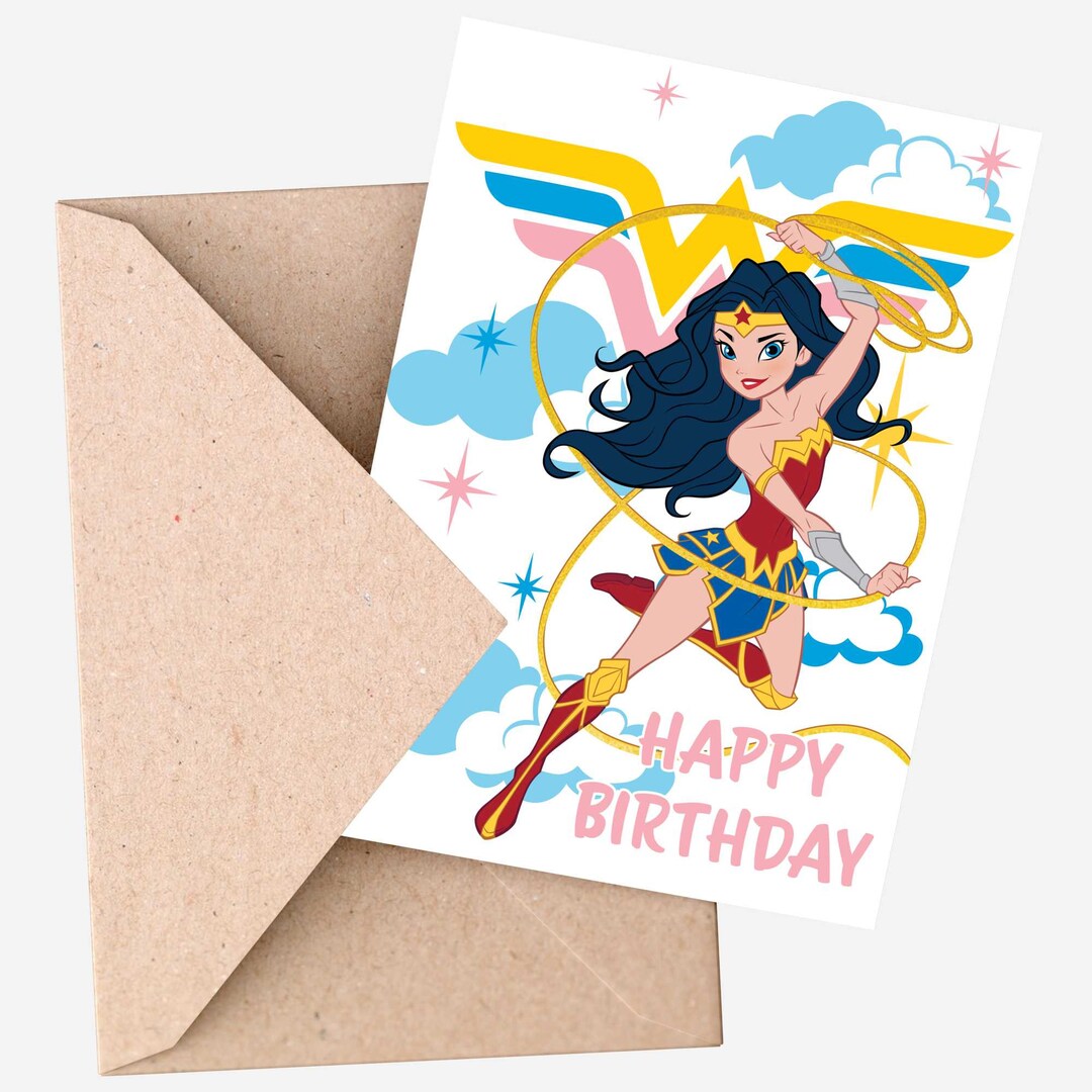 Official Wonder Woman Happy Birthday Greetings Card Etsy UK