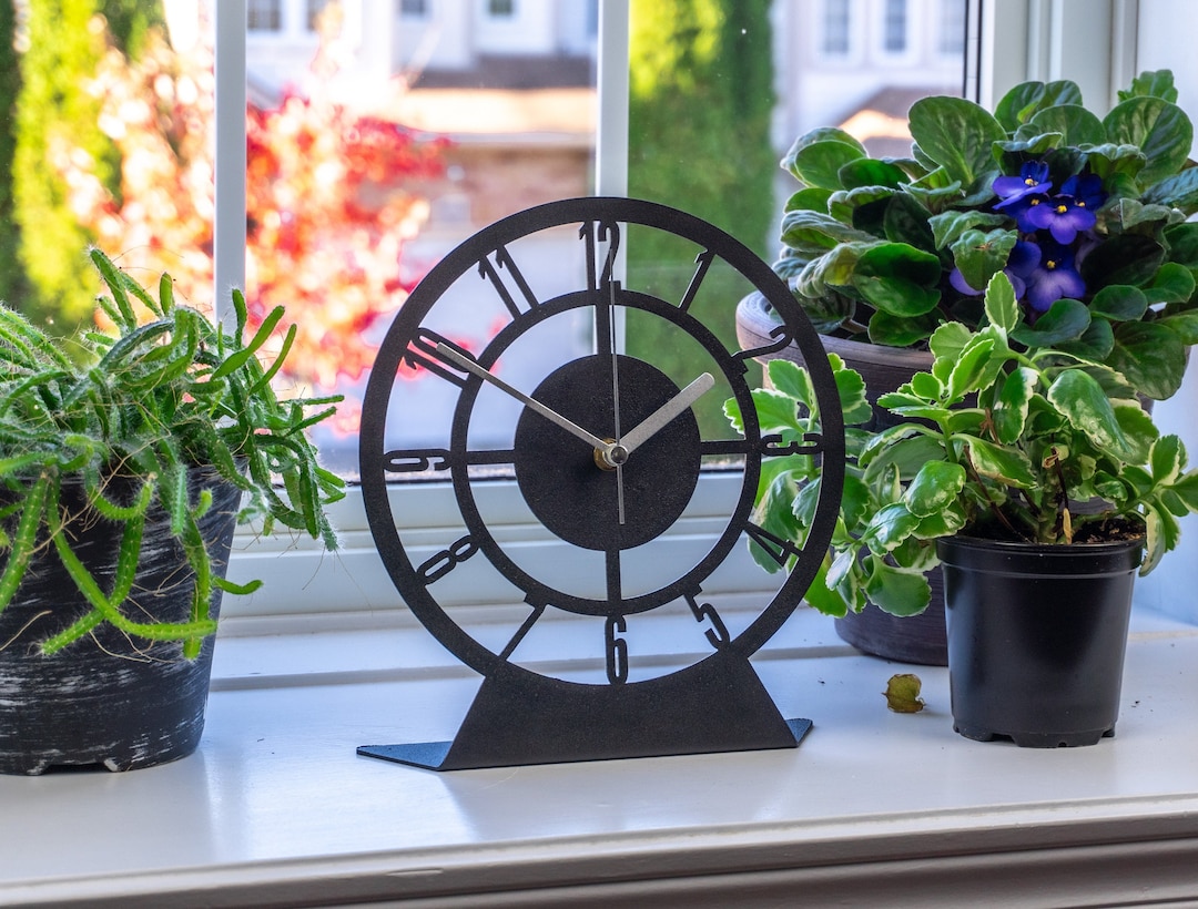 Black Table Clock, Classic Small Round Clock, Silent Non Ticking Desk Clock, for Home Décor Etsy