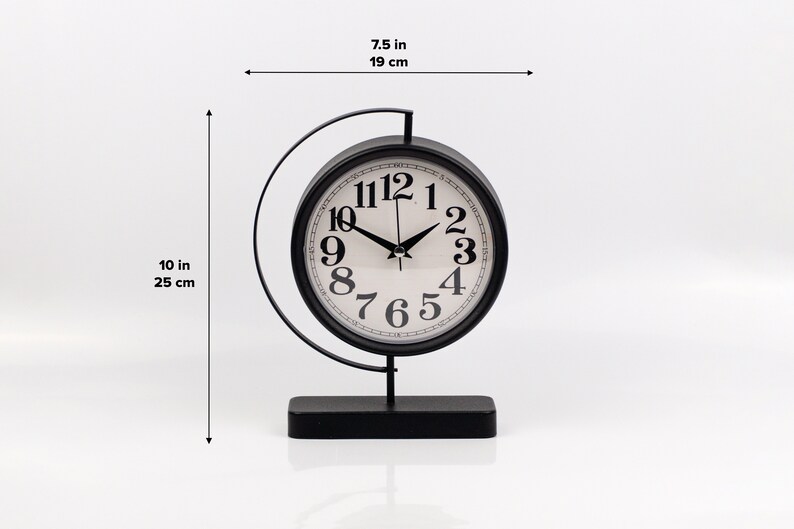 Black Table Clock Classic Small Round Clock Silent Non Etsy UK