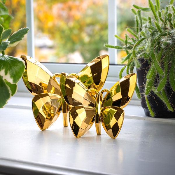 Gold Butterfly Figurines - 2-Piece Set - Home Decor - Table Centerpieces - Stylish Living Room Accents