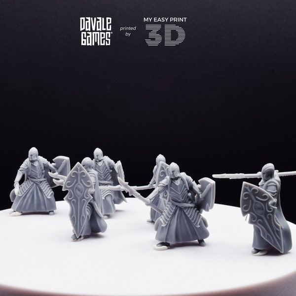 Bloody Elf with Spear and Shield (Crests included) - Davale Games - 3D Printed with high quality resin for LOTR/D&D games