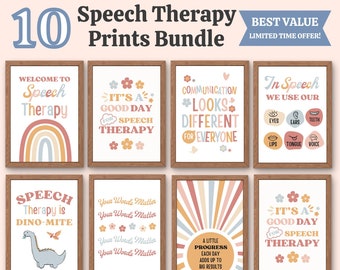 10 Speech therapy posters, Toddler speech therapy decoration room, School speech therapy, SLP room decor, Speech signs prints, Speech room