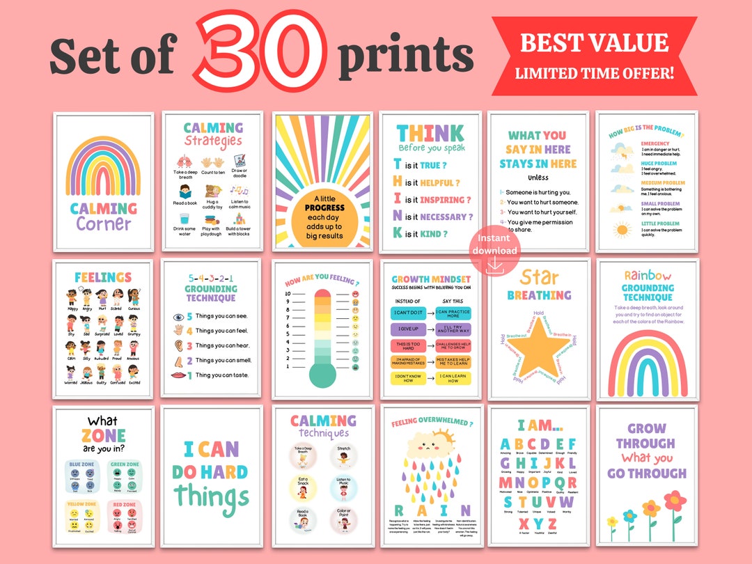 30 Calming Corner Posters, Calm Down Corner Poster Printable, Calm ...