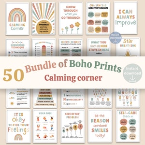 Calm Down Corner Printable Kit: 50 Calm Corner Posters for Kids & Toddlers, School counselor, Kids calming printable posters for classroom