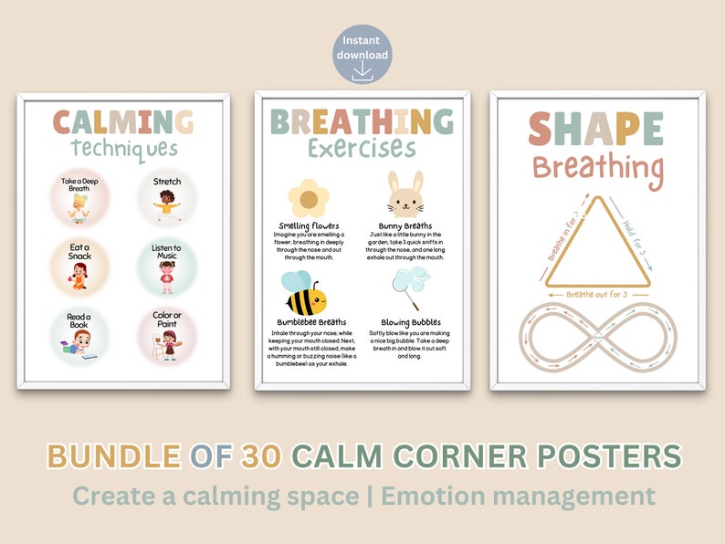 30 Boho Calming Corner Posters Printable Calm Corner Sign Calming 30 Boho Calming Corner Posters Printable Calm Corner Sign Calming