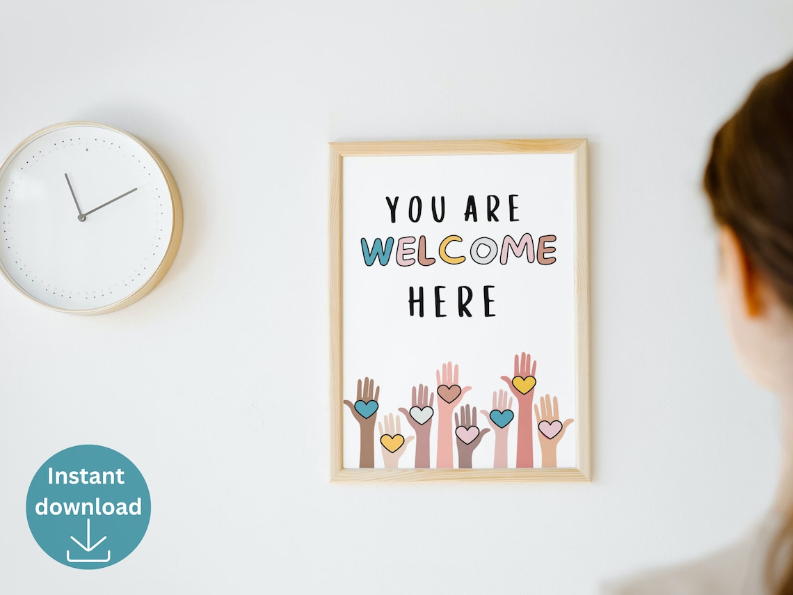 You Are Welcome Here Sign Safe Space Diversity Sign School Counselor ...