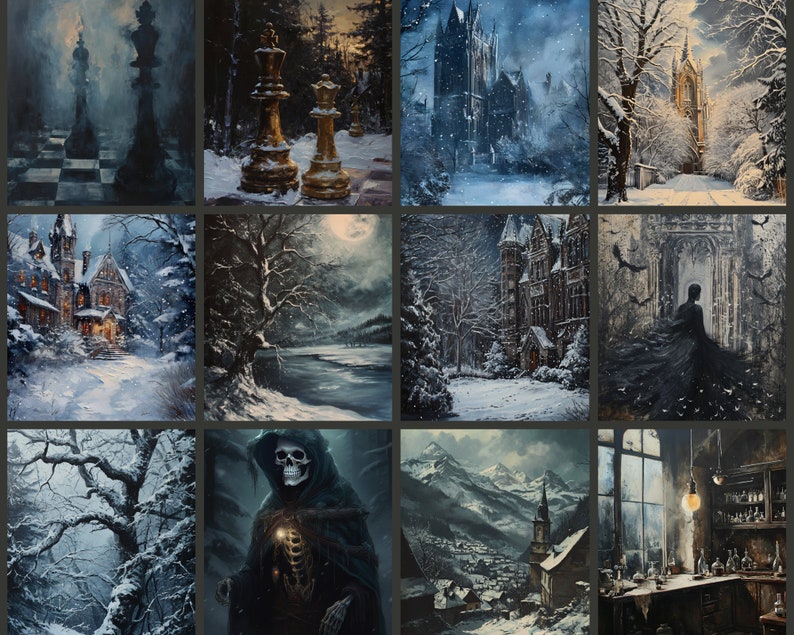 Dark Academia Illustrations Set - Winter Edition - Images Files ...