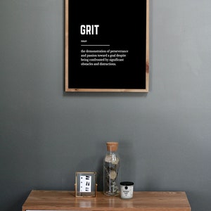 Grit Definition Wall Art, Motivational Wall Art, Printable Wall Art, Home Office Wall Art, Inspirational Wall Art, Digital
