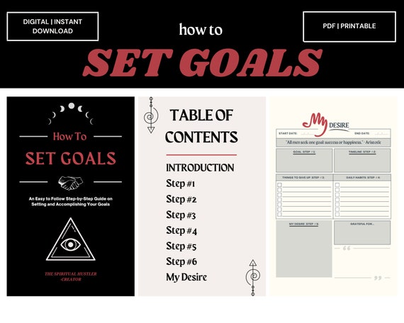 How To Set Goals E Book Goals Template One Page Goal Etsy