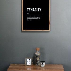 Tenacity Definition Wall Art, Motivational Wall Art, Printable Wall Art, Home Office Wall Art, Inspirational Wall Art, Digital