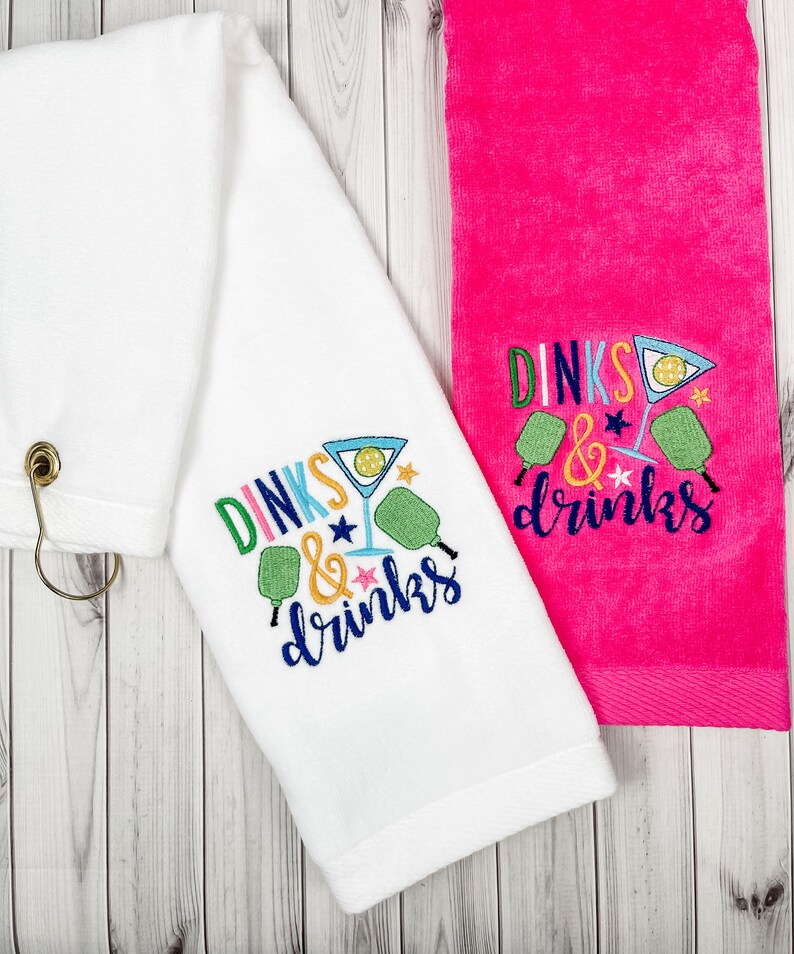 Pickleball Towel, Dinks & Drinks image 1
