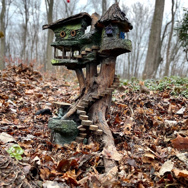 Fairy Tree House, Large, Natural Materials, Fairy Village, Gnome and Elf