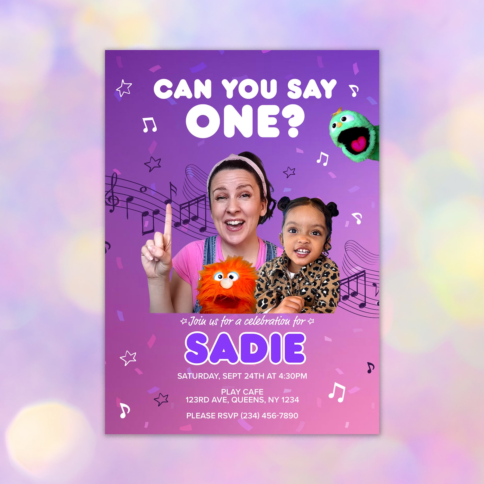 Ms Rachel Birthday Invitation, for One Year Old Boy or Girl, Custom ...