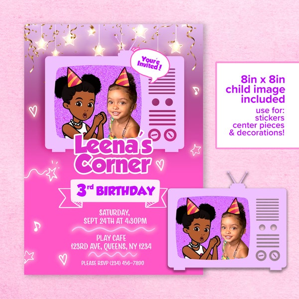 Gracies Corner Invitation, with Birthday girl/boy image included! *Digital Only*