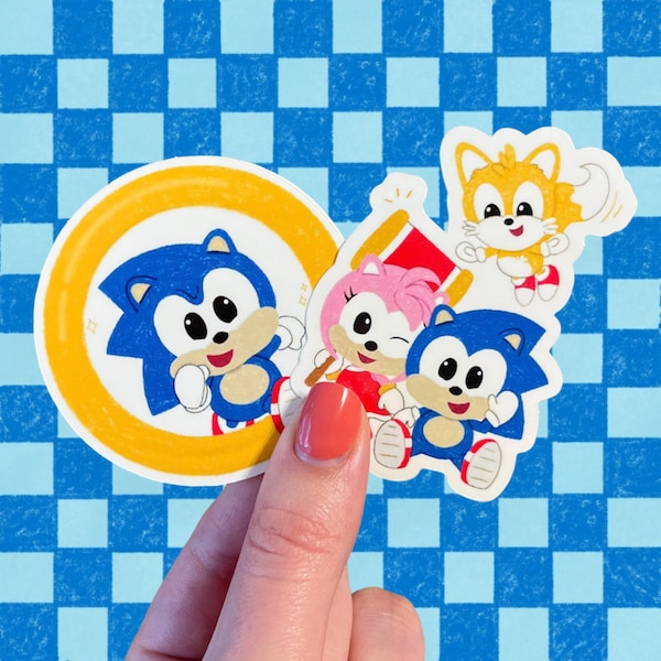 Sonic Stickers | Vinyl Die Cut Sticker | Hedgehog & Friends | Cute Kawaii Adorable | Video Games | 3 Inch Sticker | Scratch and Weatherproof