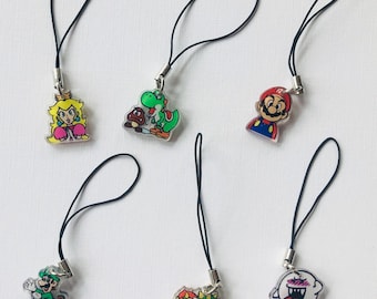 Llavero con dije para teléfono de Super Mario Luigi Bros.