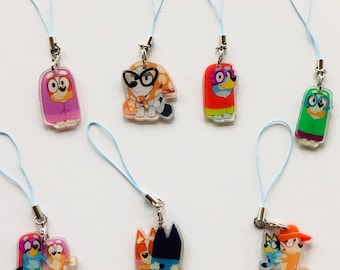Blauwe hondenmuffin met familievriend 1" | 3 cm sleutelhanger sleutelhanger bagcharm