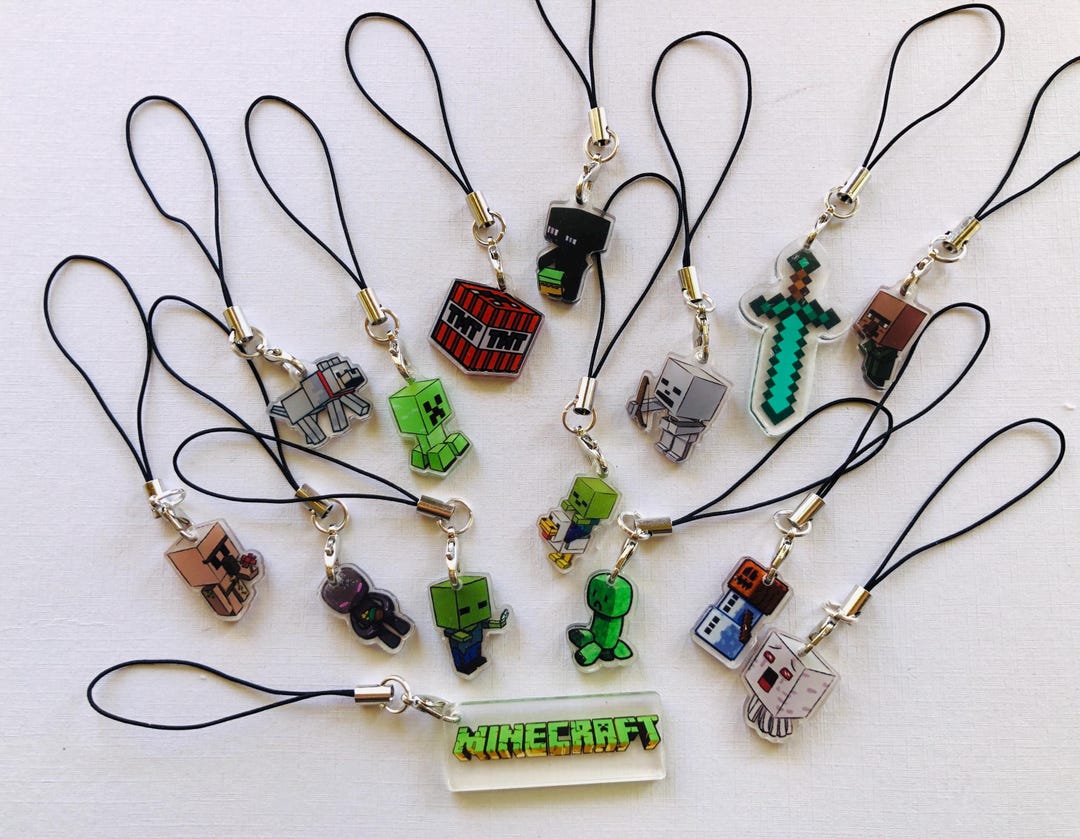 Minecraft Phone Charm Keyring Bagcharm Keychain - Etsy