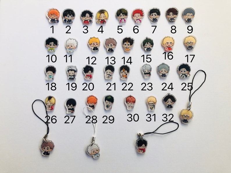 Haikyuu Phone Charm Keyring Boy Volleyball Kageyama Hinata Kozume Bokuto Kuroo Tendo Oikawa Nishinoya Tsukishima Tanaka Sugawara image 3