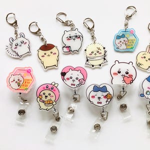 Chii kawa keychains || Retractable badge reel || ID holder || key card