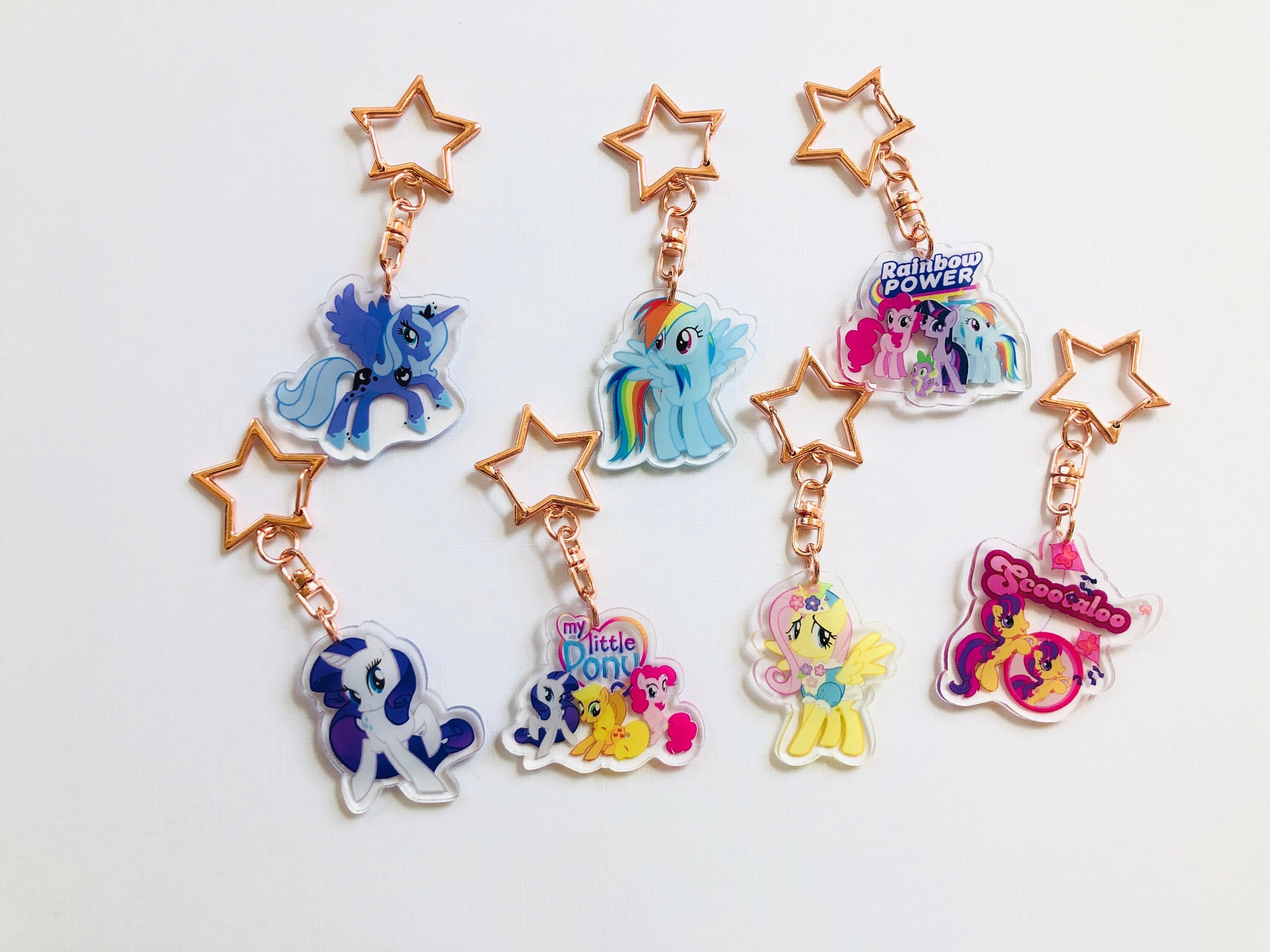 My Little Pony Keychains | Fluttershy | Pinkie Pie | Applejack - Etsy