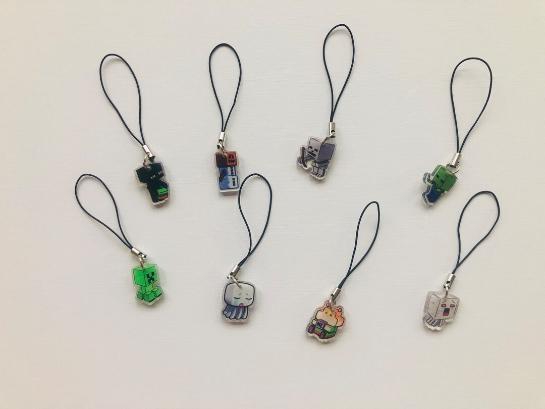 Minecraft Phone Charm Keyring Bagcharm Keychain - Etsy