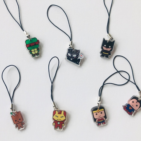 Superhero Phone Charm Keyring Bagcharm