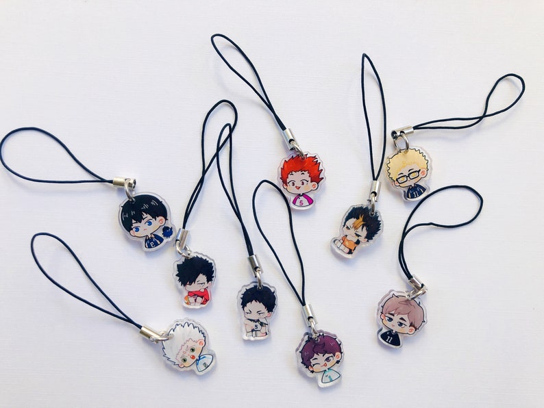 Haikyuu Phone Charm Keyring Boy Volleyball Kageyama Hinata Kozume Bokuto Kuroo Tendo Oikawa Nishinoya Tsukishima Tanaka Sugawara image 1