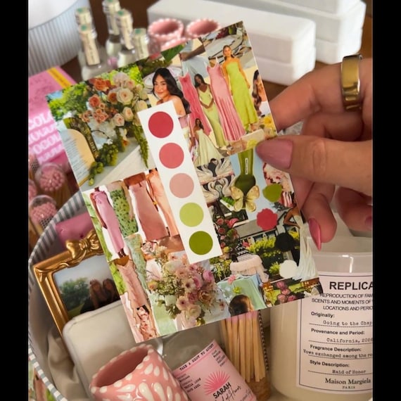 Bridesmaid Color Palette Inspiration Card: Pink & Green Garden Party (Digital Download)