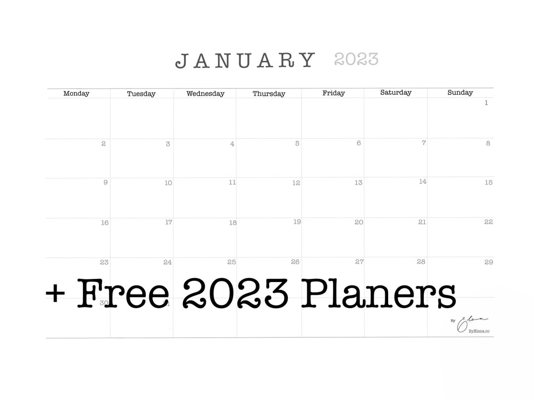 Printable 2023 january calendar landscape etsy