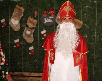 Traje de San Nicolás, Traje de Navidad, Traje de Navidad para adultos, Traje de Año Nuevo, Vestido de Año Nuevo, Traje de San Nicolás hecho a mano