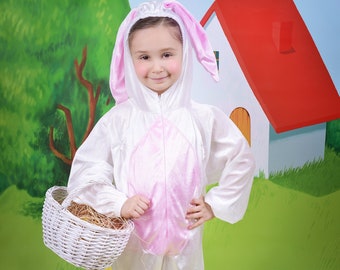 Rabbit Costume, Pink Rabbit Child Costume, Handmade Rabbit Costume, Animal Handmade Costume, Kids Event Costume, Handmade Animal Dress