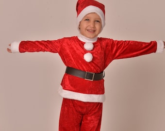 Kids Santa Claus Costume, Kids Christmas Costume, Christmas Dress,  Handmade Christmas Baby Costume, Santa Claus Kids Costume