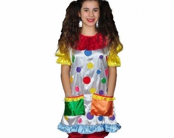 Clown Girl Costume, Handmade Clown Costume, Fun Party Costume, Colorful Clown Costume, Circus Clown Costume, Handmade Circus Clown Costume