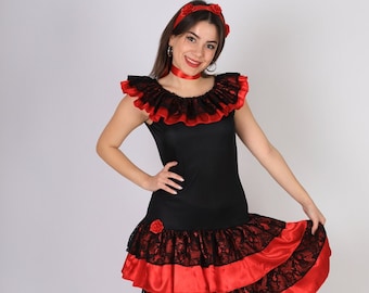 Abito da flamenco XS, costume da flamenco, flamenco rosso, abito da  flamenco adulto, gonna a più livelli -  Italia