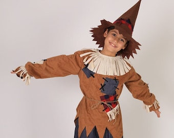 Halloween Boy Costume, Handmade Scarecrow Costume, Brown Scarecrow Costume, Party and Activity Kids Costume