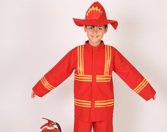 Handmade Kids Costume, Handmade Firefighter Kids Costume, Play & Event Costume, Profession Costume, Halloween Kids Costume