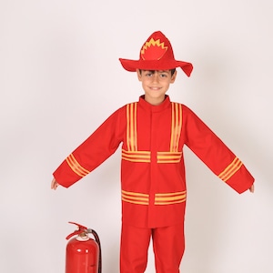 Handmade Kids Costume, Handmade Firefighter Kids Costume, Play & Event Costume, Profession Costume, Halloween Kids Costume