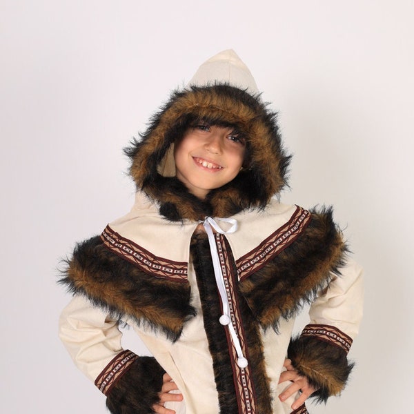 Handmade Eskimo Kids Costume, Handmade Eskimo Costume, Traditional Eskimo Costume, Party Entertainment and Event Costume