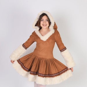 Handmade Eskimo Kids Costume, Handmade Eskimo Girl Costume, Traditional Eskimo Costume, Party Entertainment and Event Costume