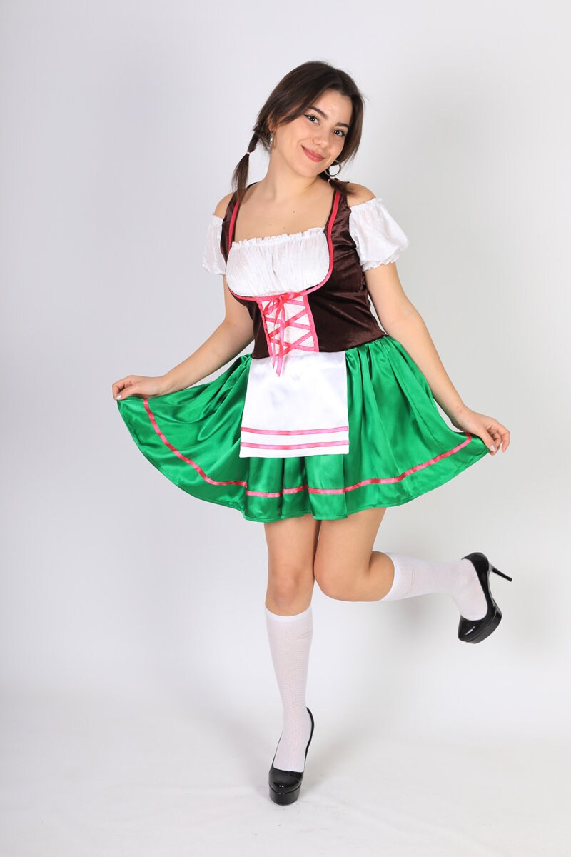 oktoberfest dress Midi Bavarian Dirndl Joelina  Silk Satin Oktoberfest Dress  Alpen  Clothes
