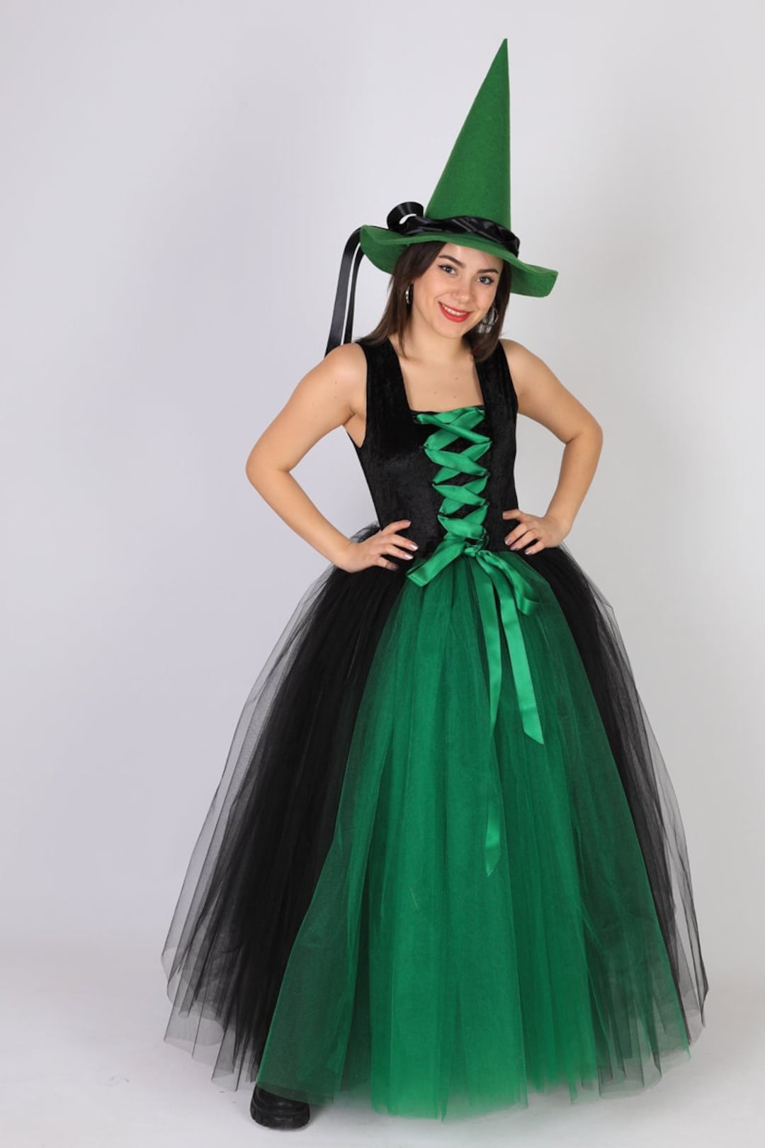 Halloween Witch Dress, Halloween Witch Costume, Green and Black Colored  Witch Costume, Tulle Witch Dress, Handmade Witch Costume - Etsy