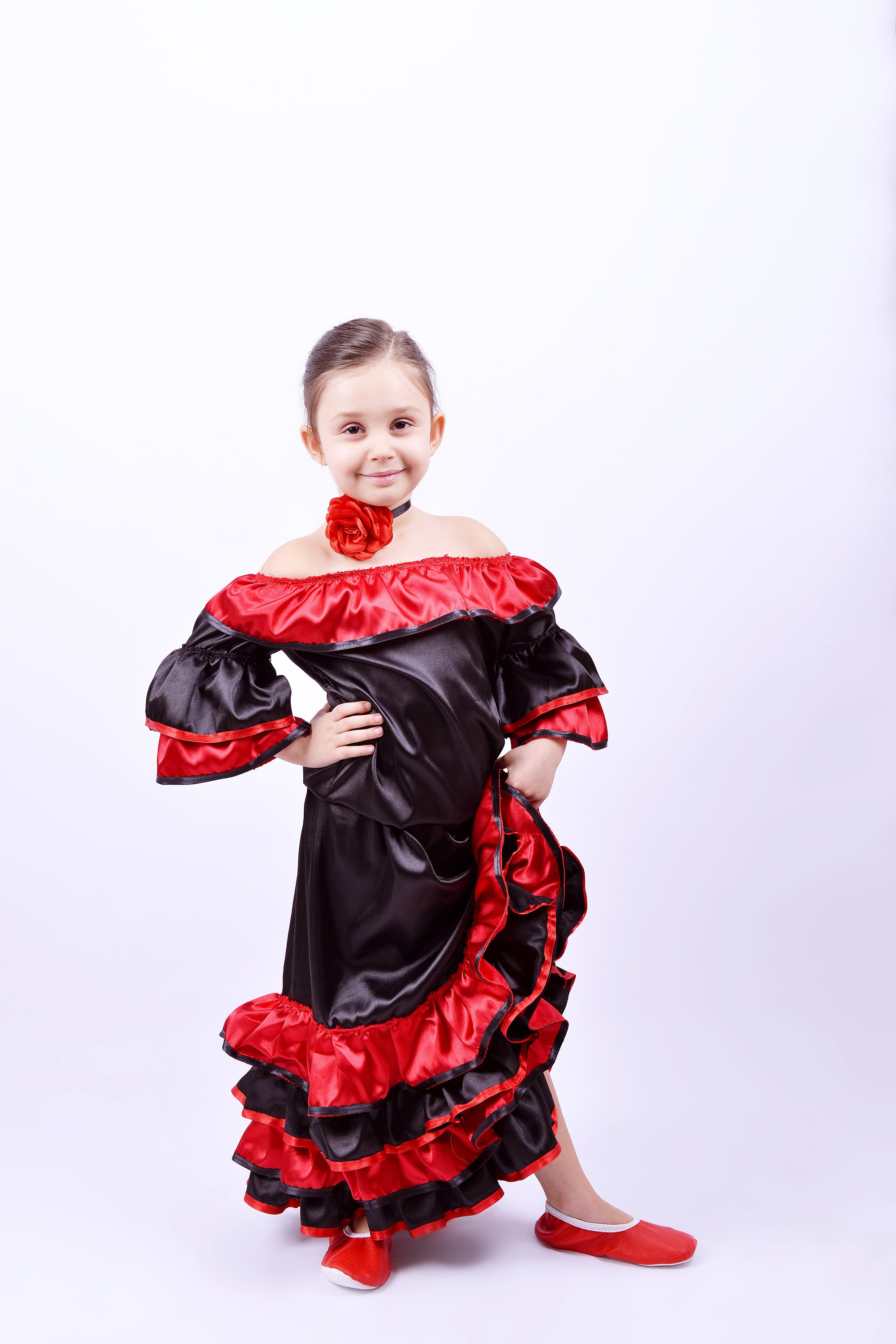 Elegant Spanish Dancer Costume Set For Ages 8-10