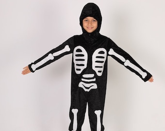 Handmade Skeleton Kids Costume, Skeleton Boy Costume, Halloween Costume, Handmade Skeleton Kids Costume, Halloween Kids Dress